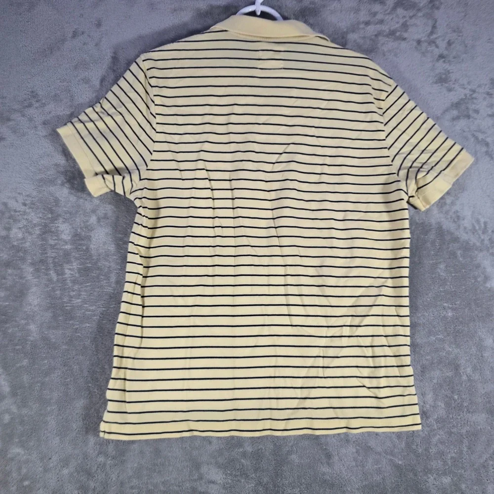 J. Crew Striped Polo Shirt Short Sleeve Casual Cotton Top Yellow‎ Black Large